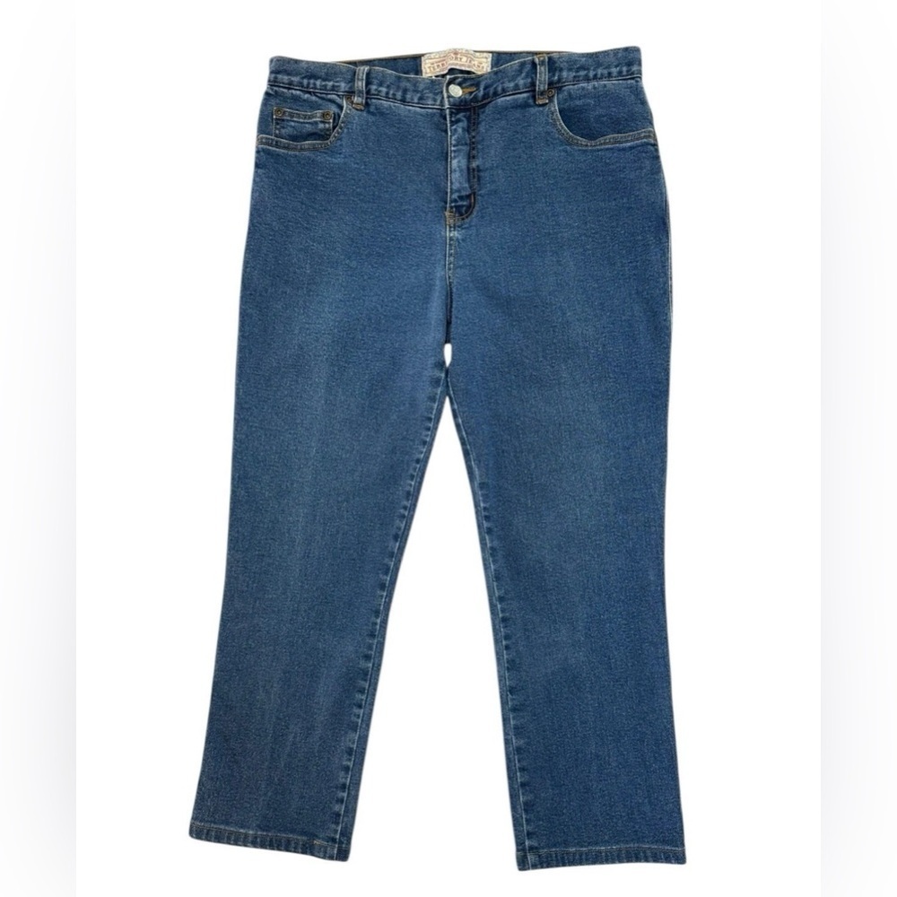 The Territory Ahead Jeans Women 16 Blue Straight High Rise Cropped 33x26.5 - Picture 2 of 6